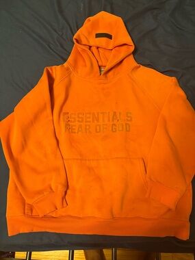 Fear of God Essentials Orange Pullover Hoodie - Men's